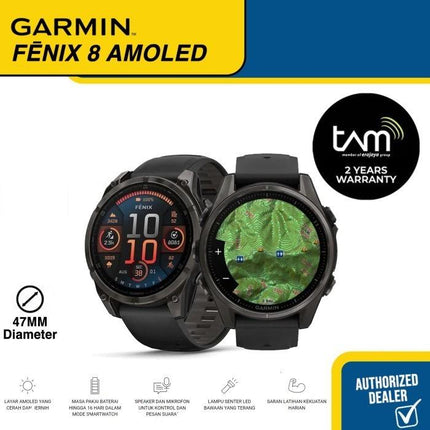 Garmin FENIX 8 SAPPHIRE CARBON GRAY DLC TITANIUM WITH/BLACK/PEBBLE GRAY